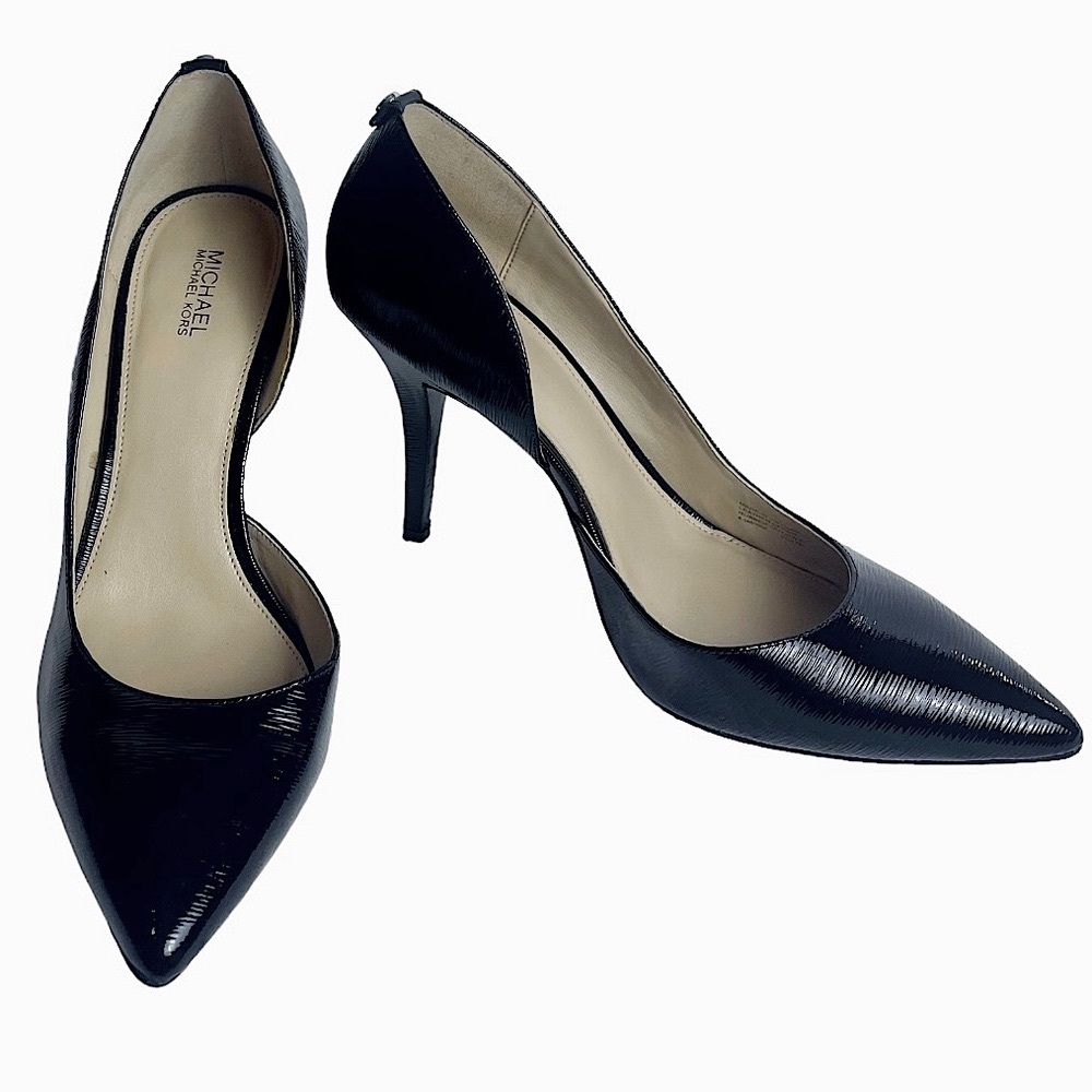 🌻Michael Kors black textured leather heels Size 8.5